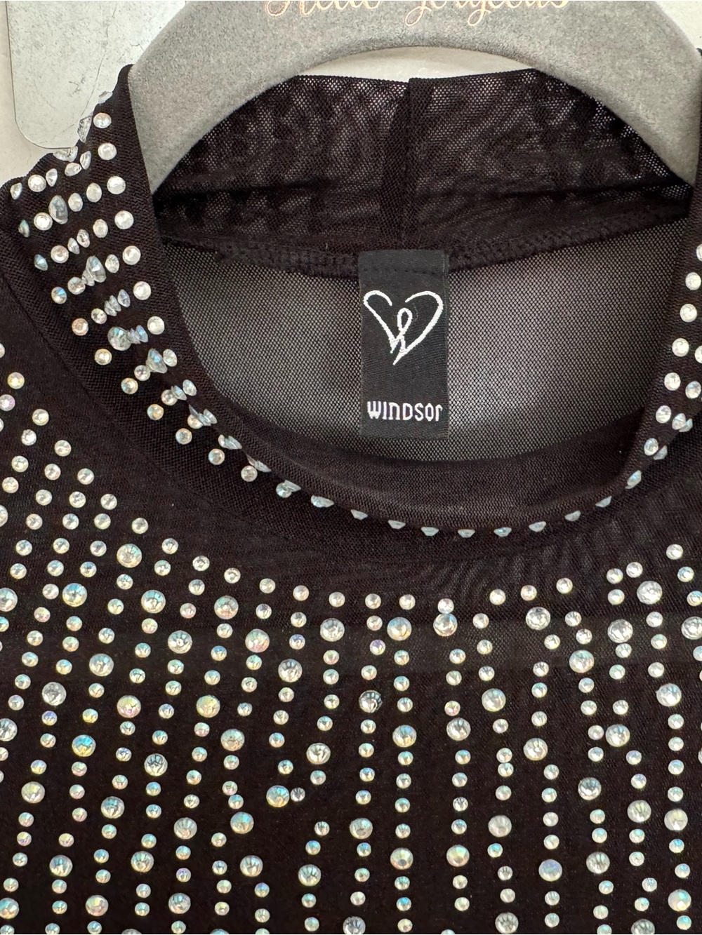 Windsor Black Rhinestone-Embellished Crewneck Top NWOT - Picture 3 of 3